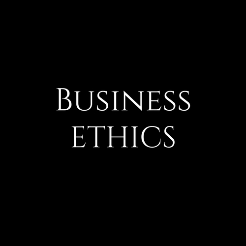 Black background with the words Business Ethics in white